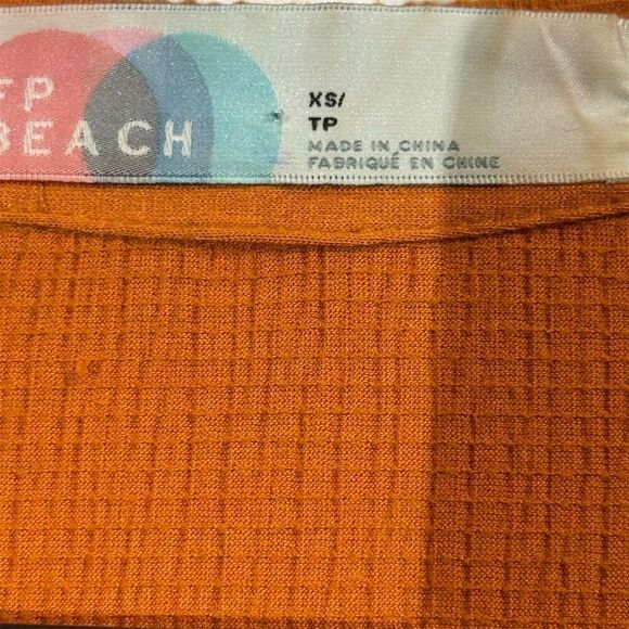 Free People FP Beach Rust Orange Waffle Knit Maxi Dress XS Collared Boho Fall - Picture 4 of 8